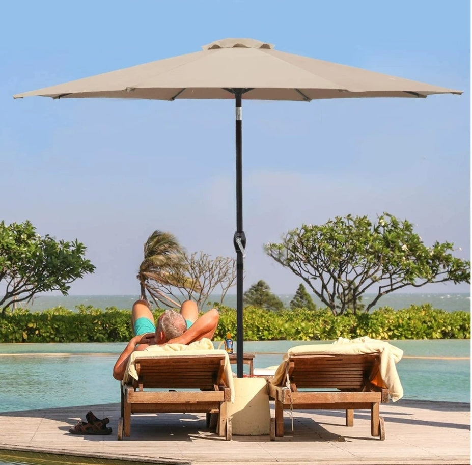 9' Patio Umbrella Table Umbrella Outdoor Market Straight Umbrella with Tilt Adjustment, 8 Sturdy Ribs
Multi Color Available