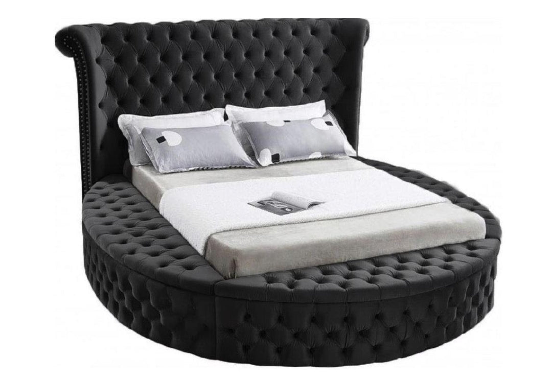 Velvet Queen / King Speaker Bed with USB Headboards Black