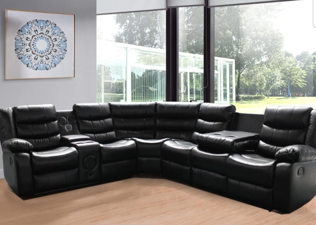 Black Sectional Built In Speakers Black Color S418