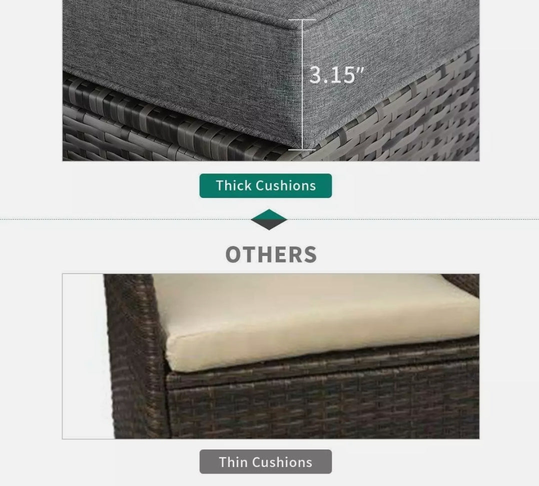 7pcs Outdoor Patio Sofa Gray Wicker / Gray