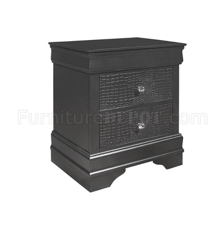 Pompei Bedroom Set 4Pc in Metallic Grey King/Queen