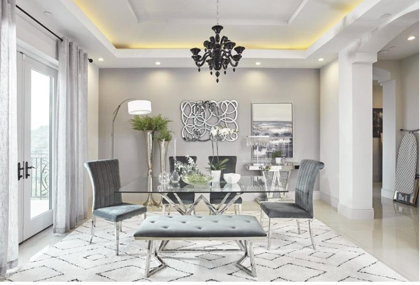 Beaufort 5-piece Dining Set Dark Grey and Chrome109451-S5