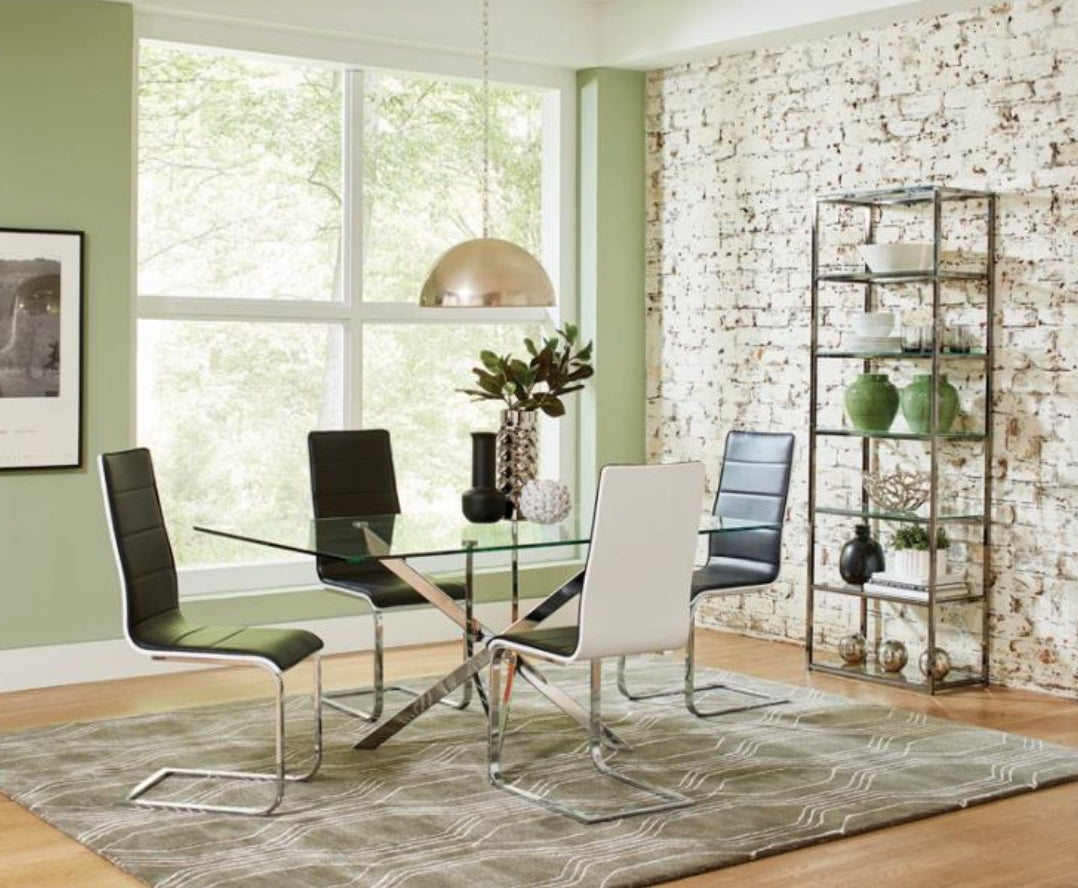 Carmelo 5-piece Rectangular Dining Set Chrome and Black