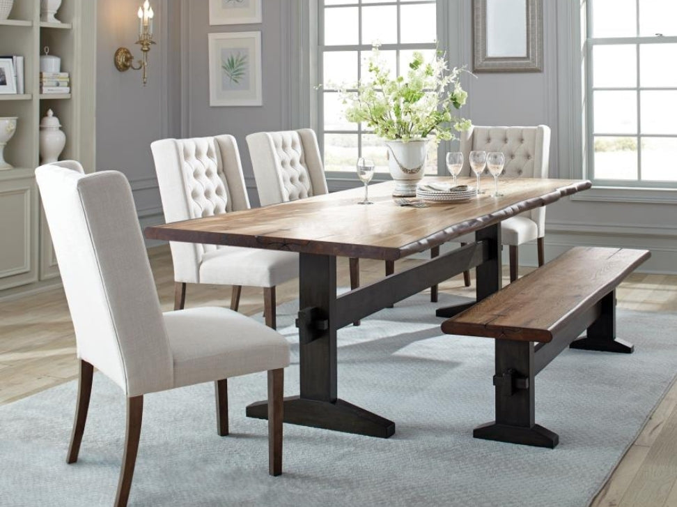 Bexley Rectangular Live Edge Dining Set Natural Honey and Espresso