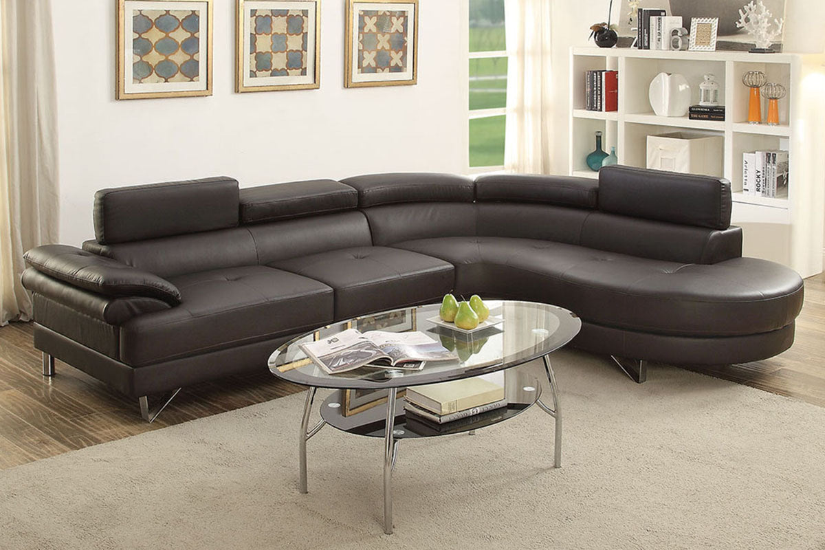 Modern Black Curved End Sectional U7200
