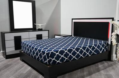 5PCS Paris Bedroom Set Black & White With LED Lights ( FULL, QUEEN, KING)