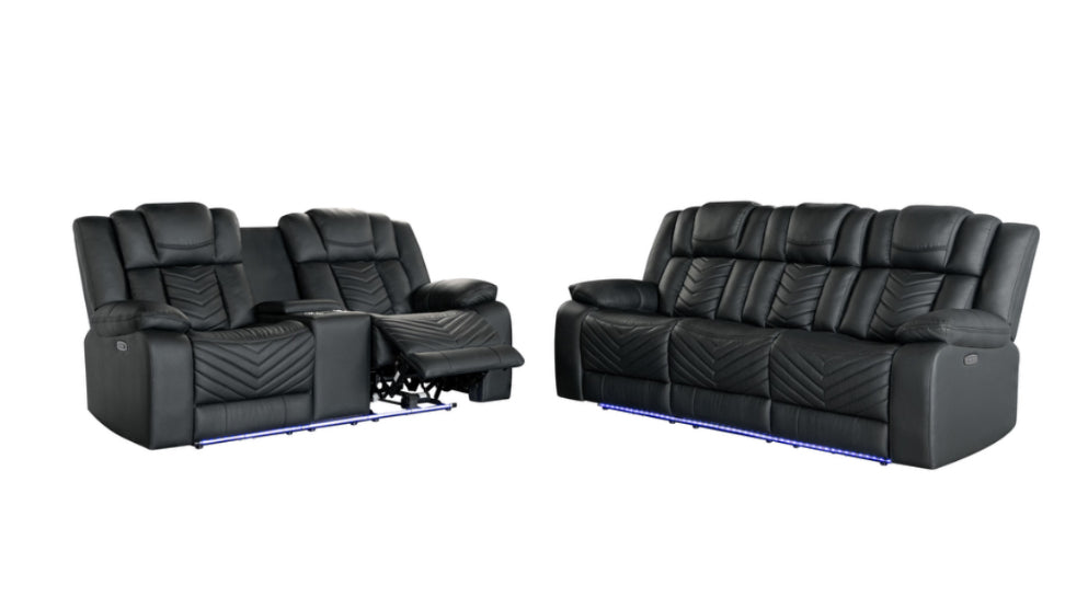 U7068 Black Sofa + Loveseat