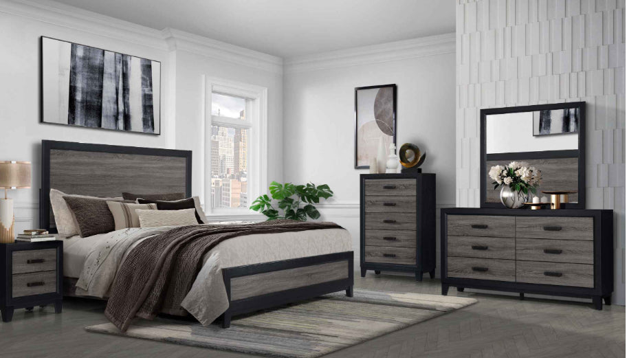 Lisbon Gray/Black 4 PC Bedroom Set