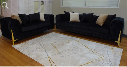 1003 BLACK 2 PCS Sofa & Loveseat