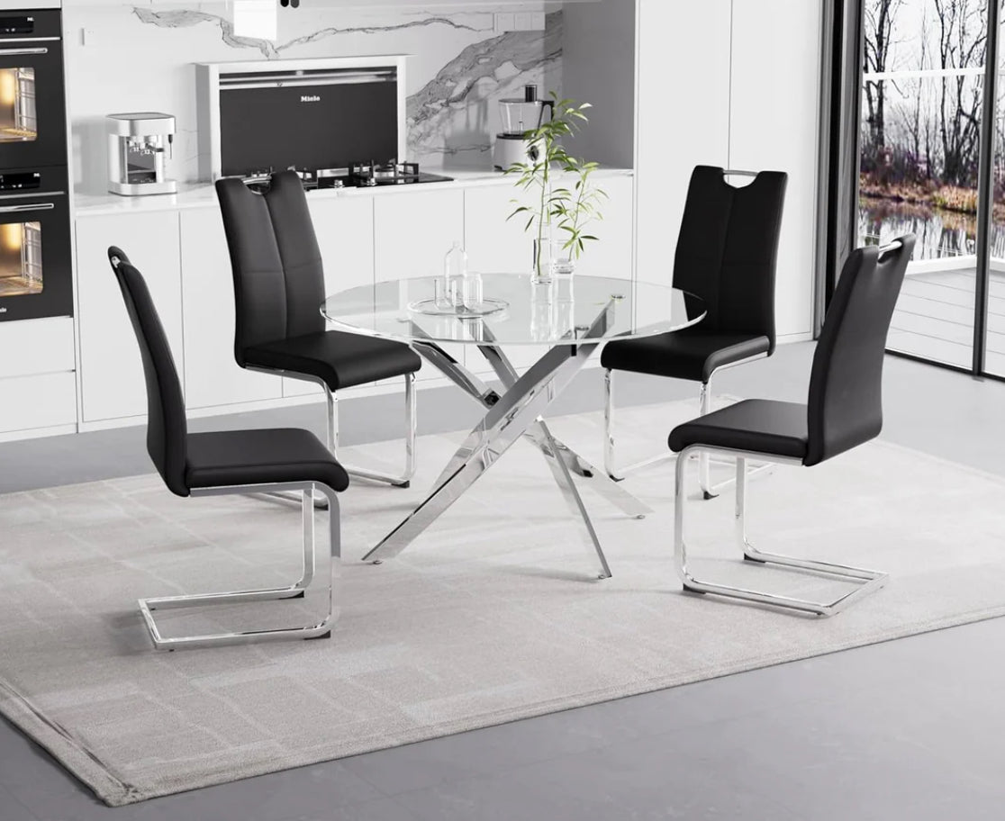 Sensy 5 Piece Chrome Dining Table Set