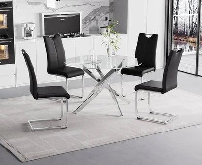 Sensy 5 Piece Chrome Dining Table Set