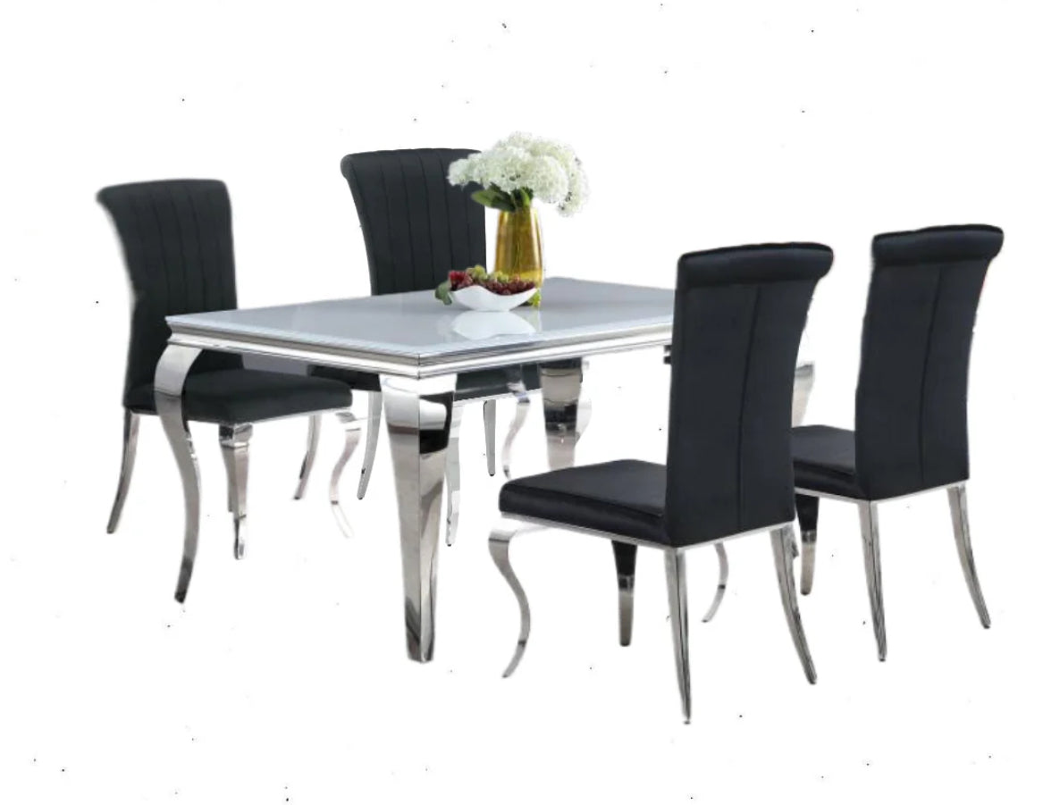 Carone - 5 Piece Dining Room Set - White