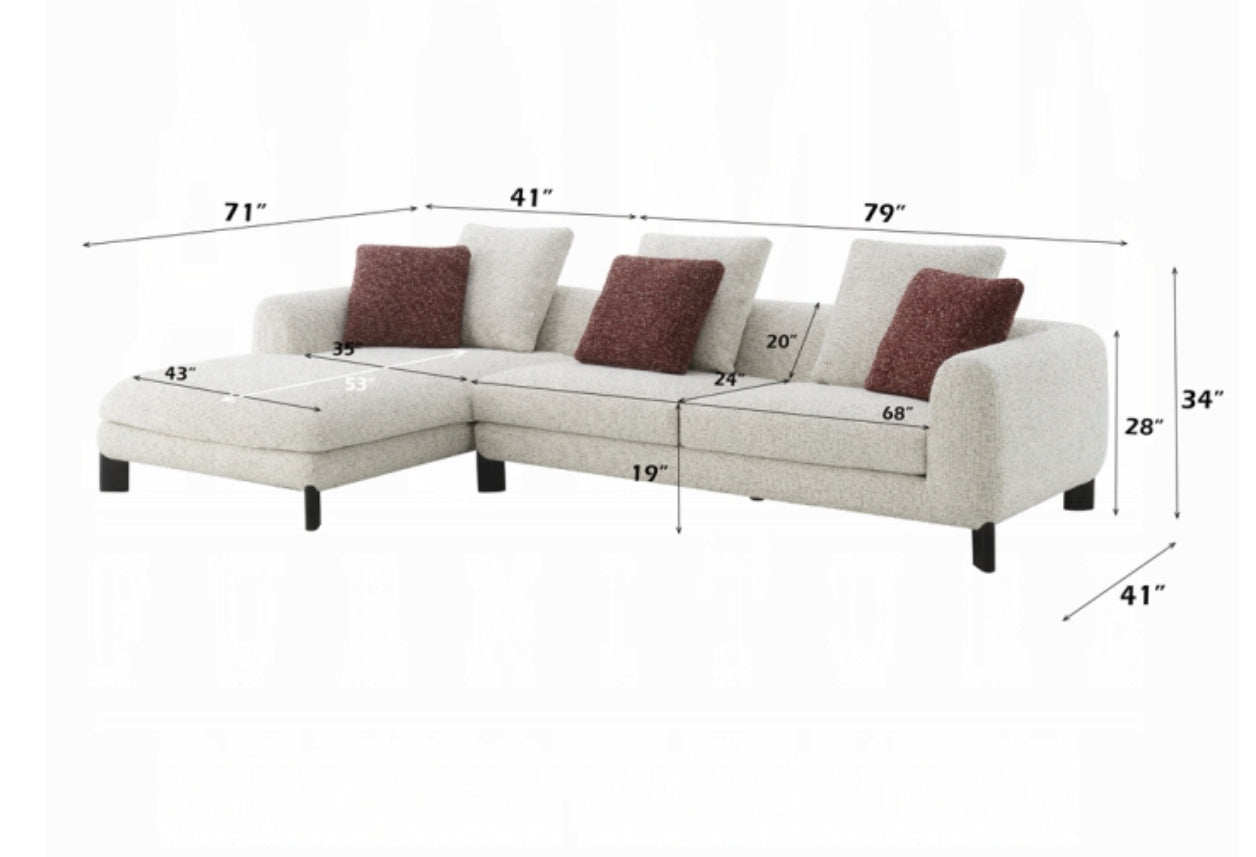 Mardi Sectional Sofa w/3 Pillows