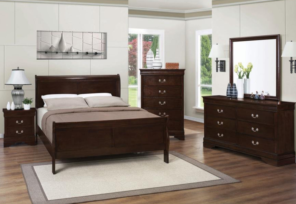 LOUIS PHILIPPE 4 PIECE QUEEN \KING BEDROOM SET CAPPUCCINO