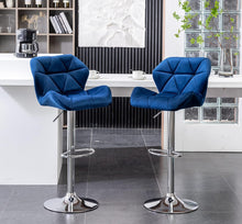 Load image into Gallery viewer, Blue Velvet Barstool Set of 2
