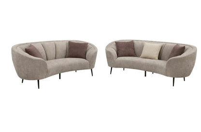 Ellorie Upholstered Curved Sofa Set Beige