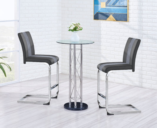 D208 Bar Table + D915 Bar Stool /White / Gray 3pc Set