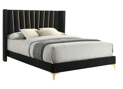 Kendas 4-piece Tufted Panel Queen Bedroom Set Black and Gold