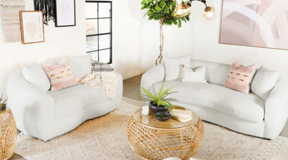 Isabella 2-piece Faux Sheepskin Upholstered Sofa Set Natural