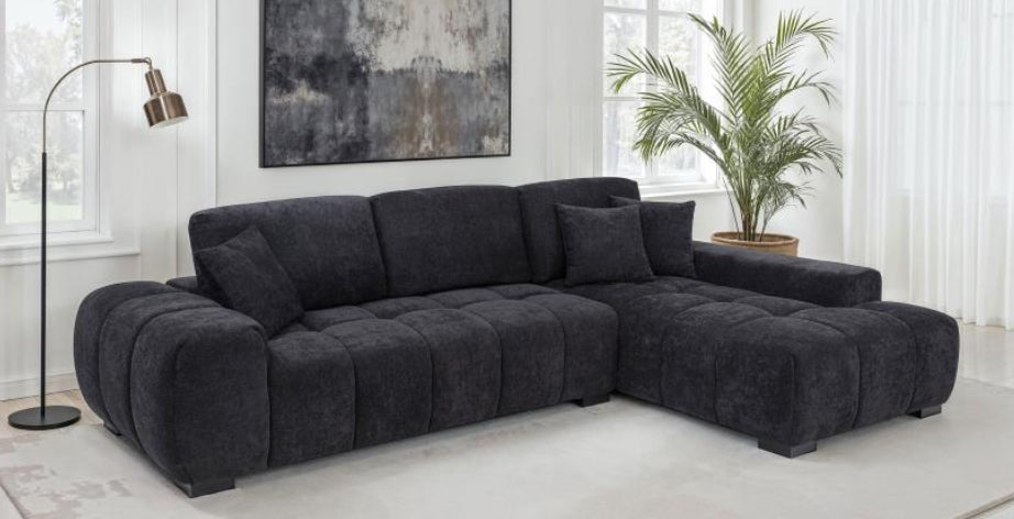 OCTAVIA UPHOLSTERED SECTIONAL CHAISE SOFA BLACK