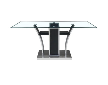 Fatima Dining Glass Table Set - 5 Piece Set - Gray chrome finish