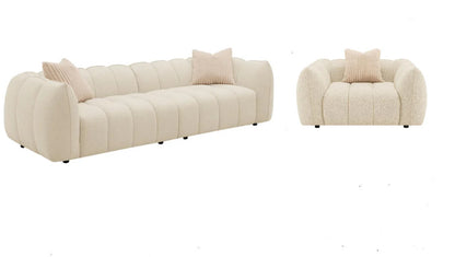 Winchester Boucle Upholstered Extra Long Sofa & chair