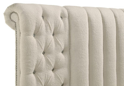 SONYA UPHOLSTERED EASTERN KING/ QUEEN ROUND STORAGE BED IVORY