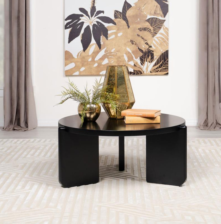CORDOVA ROUND SOLID WOOD COFFEE TABLE BLACK