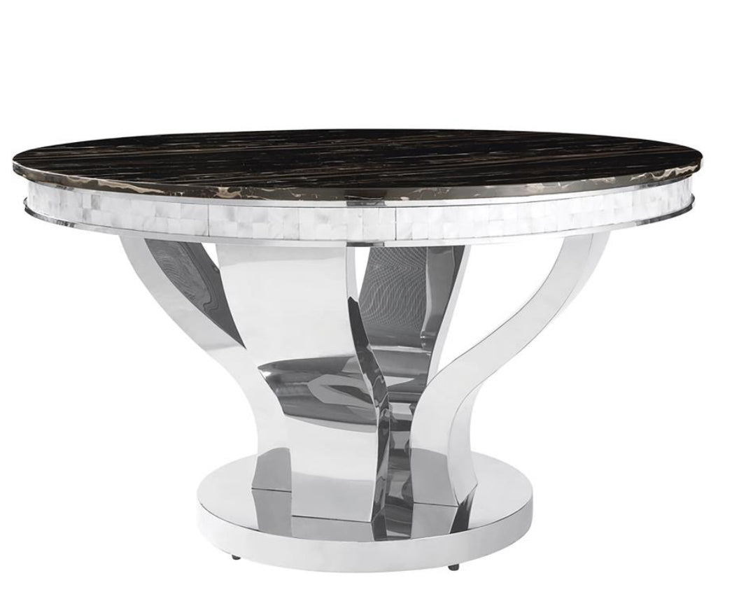 ANCHORAGE 5-PIECE ROUND STAINLESS STEEL DINING SET CHROME