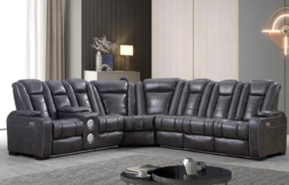L469 - ZACHARY WHITE/ GRAY/BLACK with LED lights and speakers Sectional