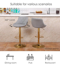 Load image into Gallery viewer, Gray &amp; Gold Diamond Barstools Set of 2
