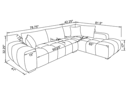 CAMACHO UPHOLSTERED CHAISE SECTIONAL SOFA ORANGE