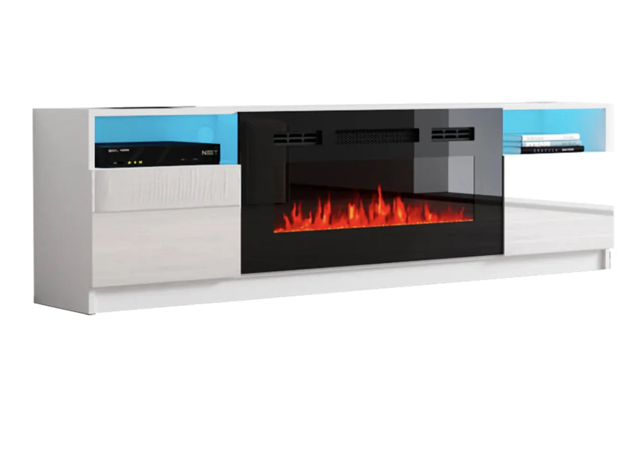 TV4190 Fireplace TV Stand WHITE/Black /Gray