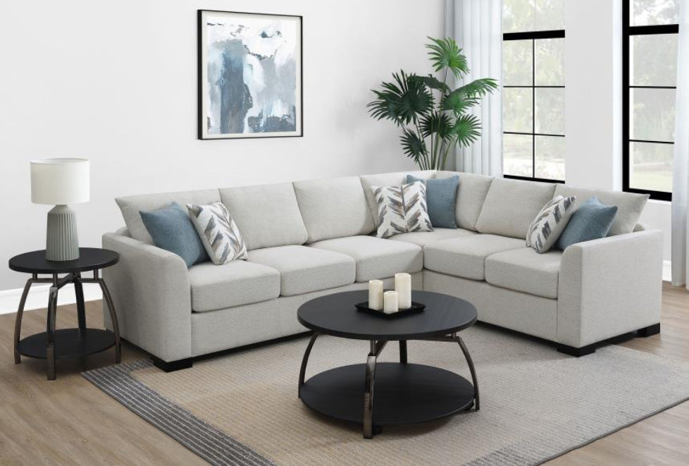 ASHFORD CHENILLE UPHOLSTERED SLEEPER SECTIONAL SOFA GREIGE