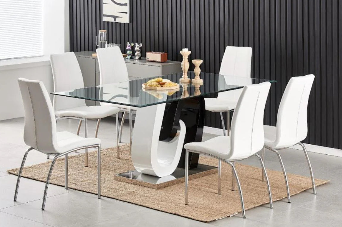 Emera White & Black Dining Set 5pc set