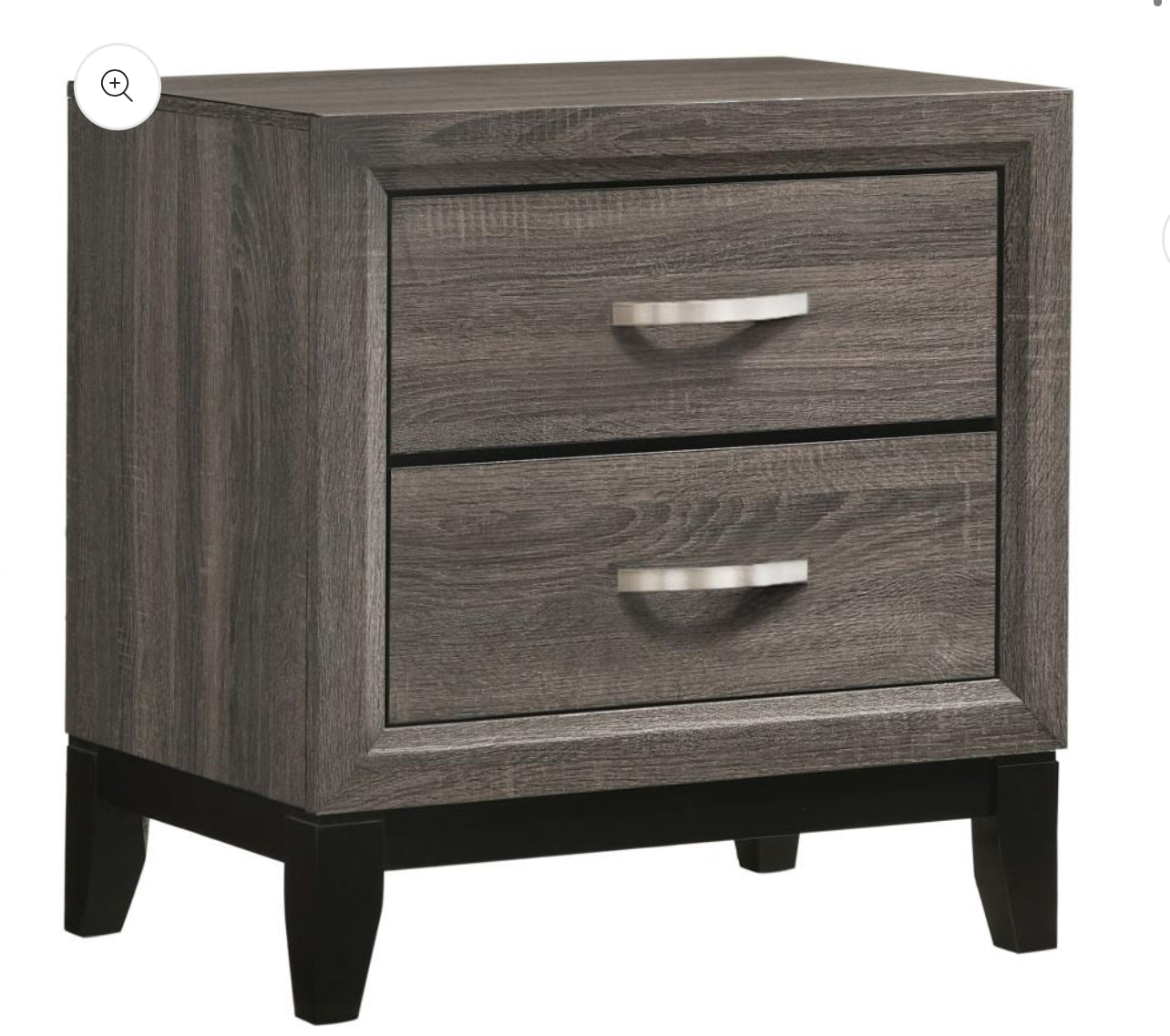 Gray oak and Black Bedroom Set