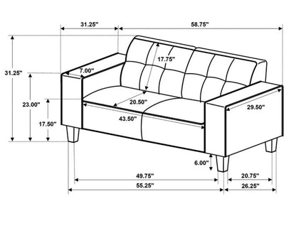 Deerhurst 2-piece Upholstered Track Arm Sofa Set Greige