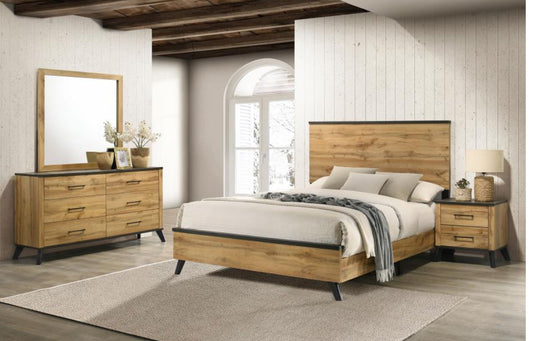 KAYWOOD 4-PIECE QUEEN / KING BEDROOM SET NATURAL PINE