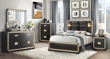 Load image into Gallery viewer, Blake  Black &amp; Gold 4 PC Bedroom Set
