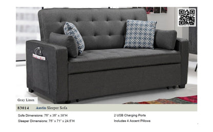 83014
Austin Modern Gray Fabric Sleeper Sofa