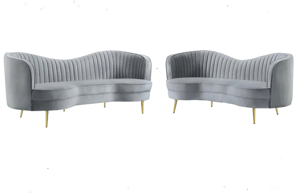Sophia - Living Room Set - Dark Gray velvet