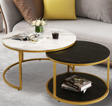 Load image into Gallery viewer, Black &amp; White Gold Nesting Coffee Table

