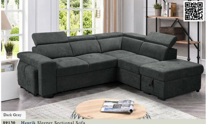89130
Henrik Dark Gray Sleeper Sectional w/ Storage and Stools