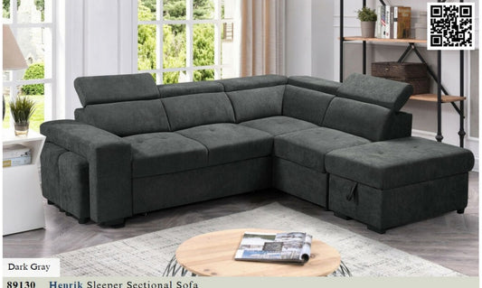 89130
Henrik Dark Gray Sleeper Sectional w/ Storage and Stools