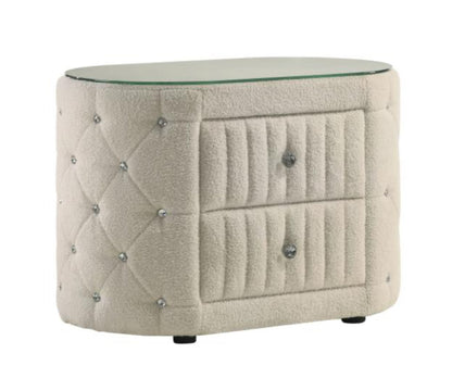 SONYA UPHOLSTERED EASTERN KING/ QUEEN ROUND STORAGE BED IVORY