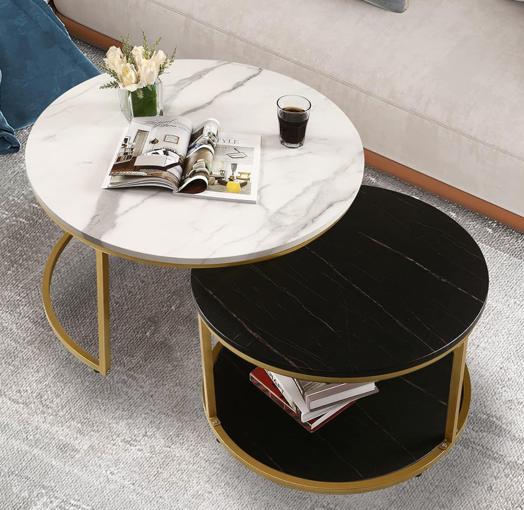 Black & White Gold Nesting Coffee Table