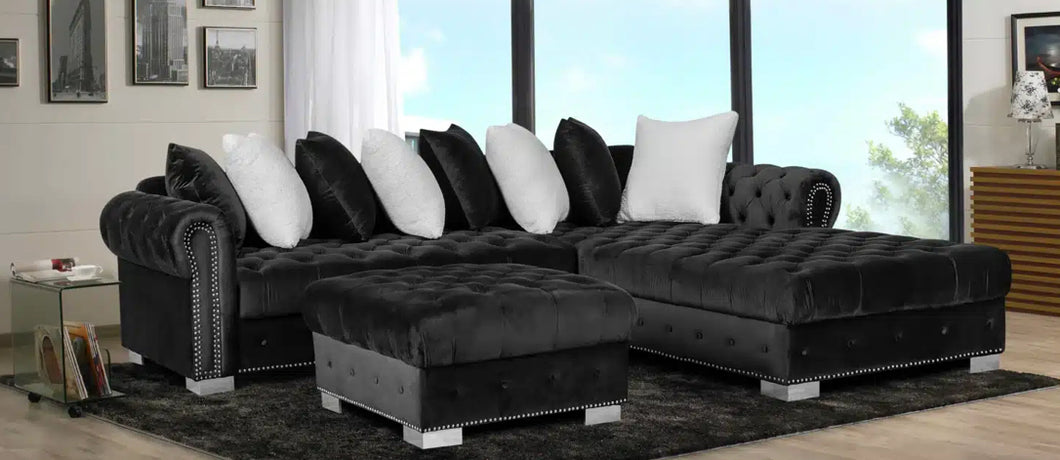 7500 BLACK Sectional & Ottoman