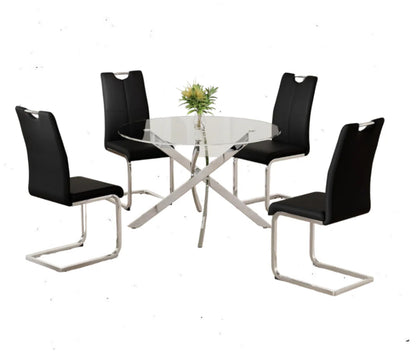 Sensy 5 Piece Chrome Dining Table Set