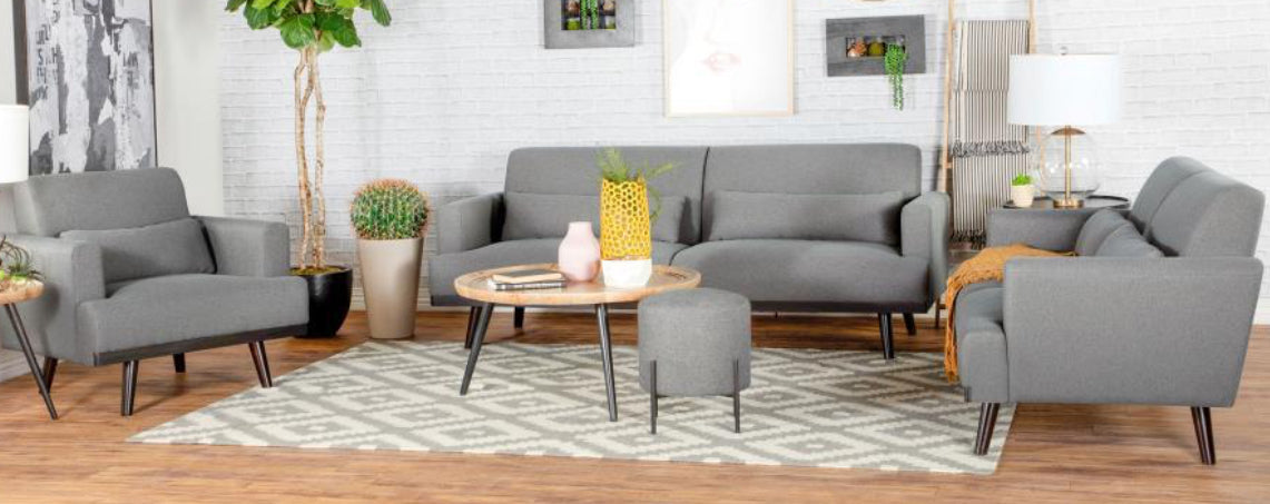 Blake - 3 Piece Living Room Set (Sofa, Loveseat, Chair) - Gray
