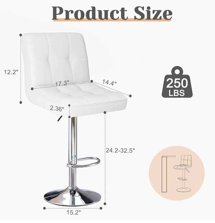 White Square Barstools 1736 Set Of 2